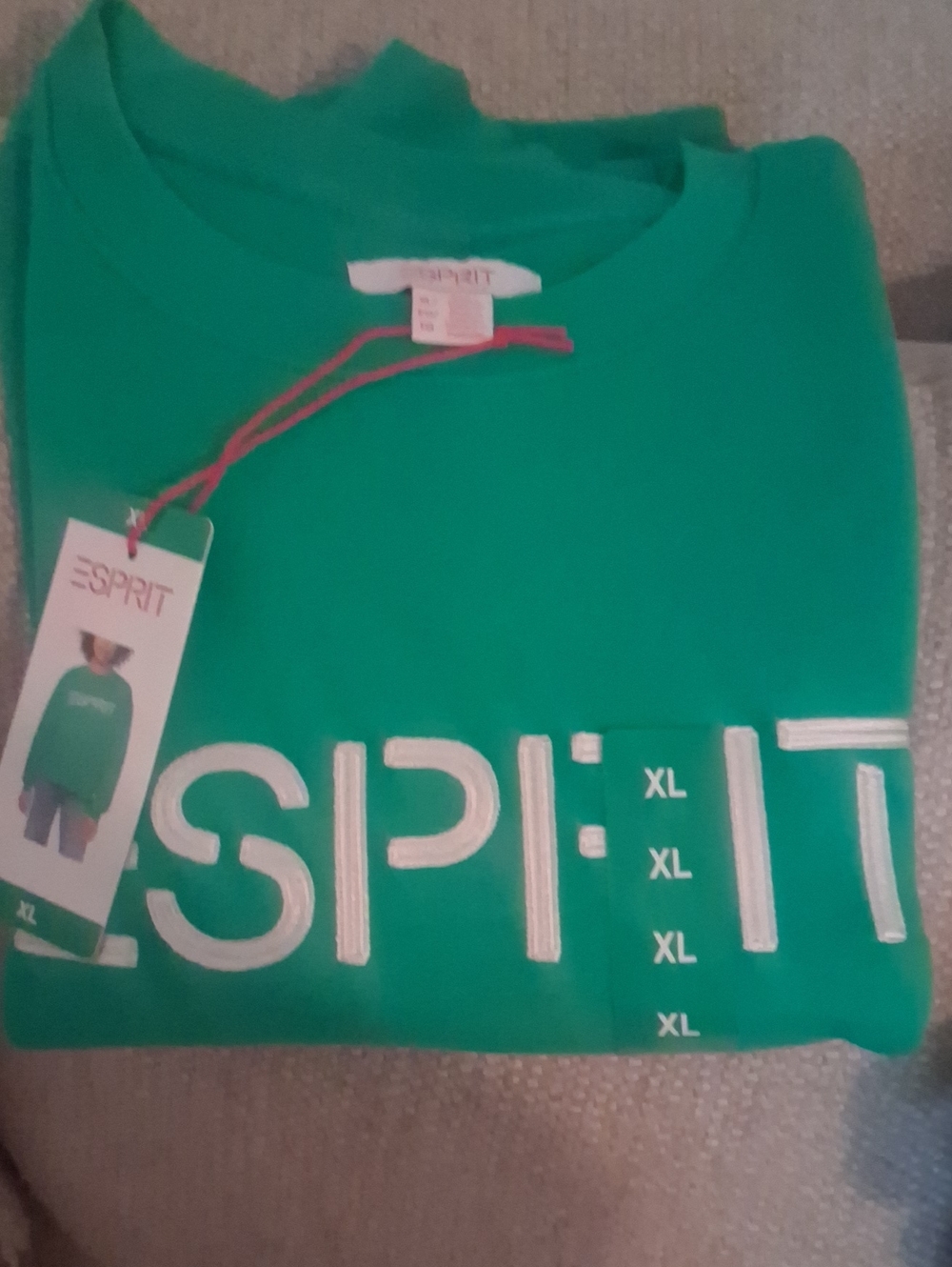 Esprit Womans Bright Green Logo Pullover